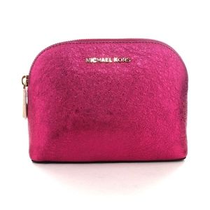 Michael Kors Ultra Pink Metallic Cosmetic Clutch